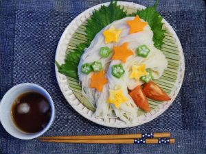 ○A very beautiful Tanabata (Star festival) dish. We wish in the sky. |  HealthyJapanesefood